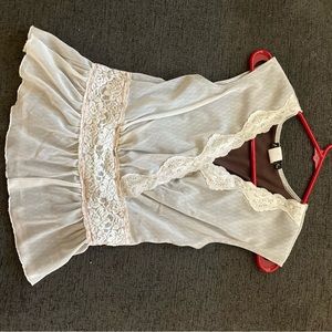 Peep studio, white & beige blouse size medium.